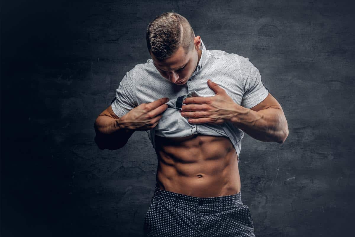mens health with a weight loss transformation man show 6 pack abs