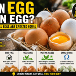 Basket of brown and white eggs comparing conventional, cage-free, free-range, pasture-raised, omega-3, and organic eggs to show that not all eggs have the same nutritional value